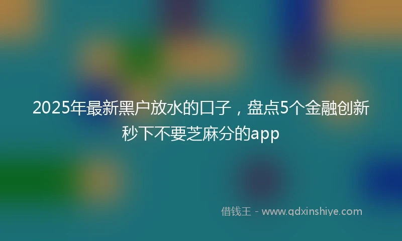 2025年最新黑户放水的口子，盘点5个金融创新秒下不要芝麻分的app
