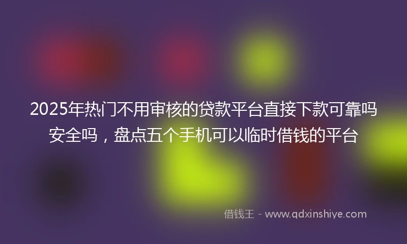 2025年热门不用审核的贷款平台直接下款可靠吗安全吗,盘点五个手机可以临时借钱的平台