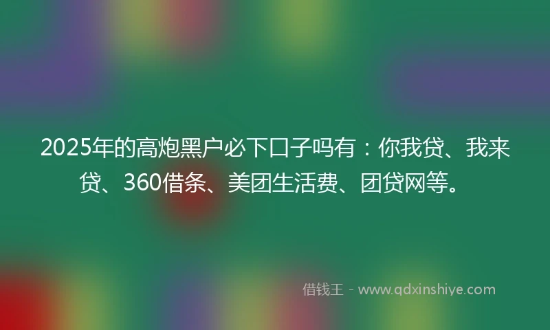 2025年的高炮黑户必下口子吗有：你我贷、我来贷、360借条、美团生活费、团贷网等。
