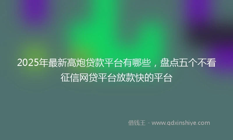 2025年最新高炮贷款平台有哪些，盘点五个不看征信网贷平台放款快的平台