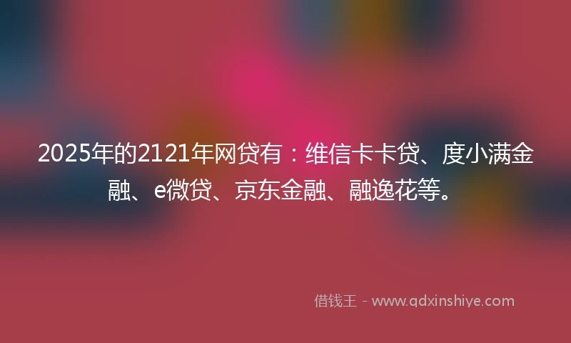 2025年的2121年网贷有：维信卡卡贷、度小满金融、e微贷、京东金融、融逸花等。