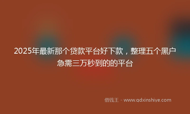 2025年最新那个贷款平台好下款,整理五个黑户急需三万秒到的的平台