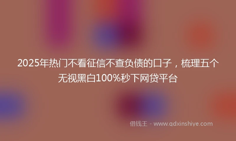 2025年热门不看征信不查负债的口子,梳理五个无视黑白100%秒下网贷平台