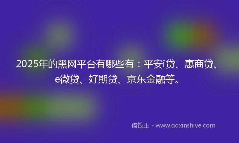2025年的黑网平台有哪些有：平安i贷、惠商贷、e微贷、好期贷、京东金融等。