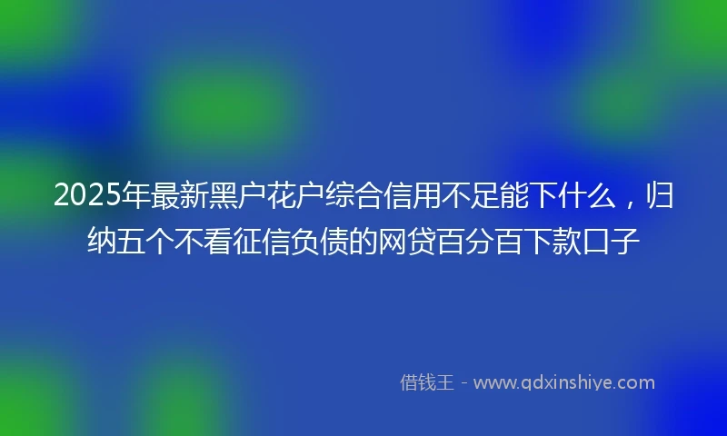 2025年最新黑户花户综合信用不足能下什么，归纳五个不看征信负债的网贷百分百下款口子