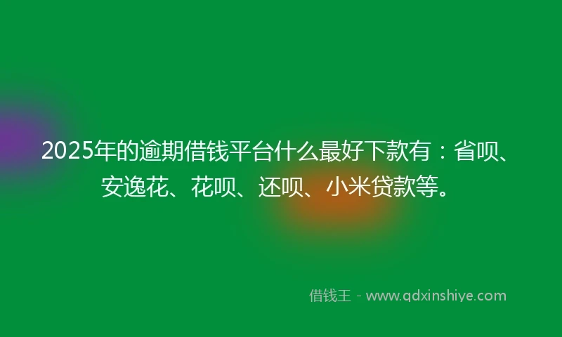 2025年的逾期借钱平台什么最好下款有：省呗、安逸花、花呗、还呗、小米贷款等。