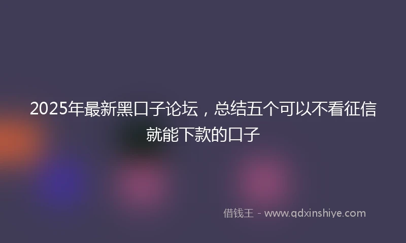 2025年最新黑口子论坛，总结五个可以不看征信就能下款的口子