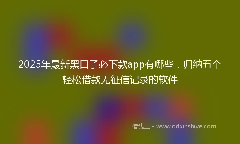 2025年最新黑口子必下款app有哪些，归纳五个轻松借款无征信记录的软件