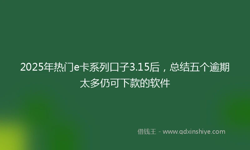 2025年热门e卡系列口子3.15后,总结五个逾期太多仍可下款的软件