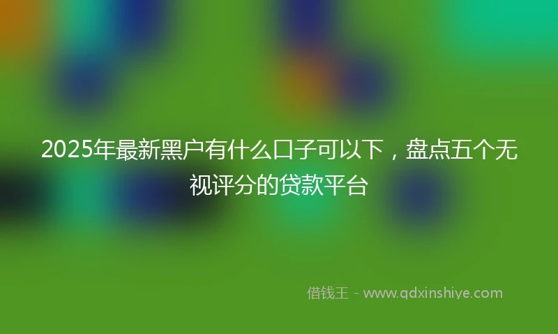 2025年最新黑户有什么口子可以下，盘点五个无视评分的贷款平台