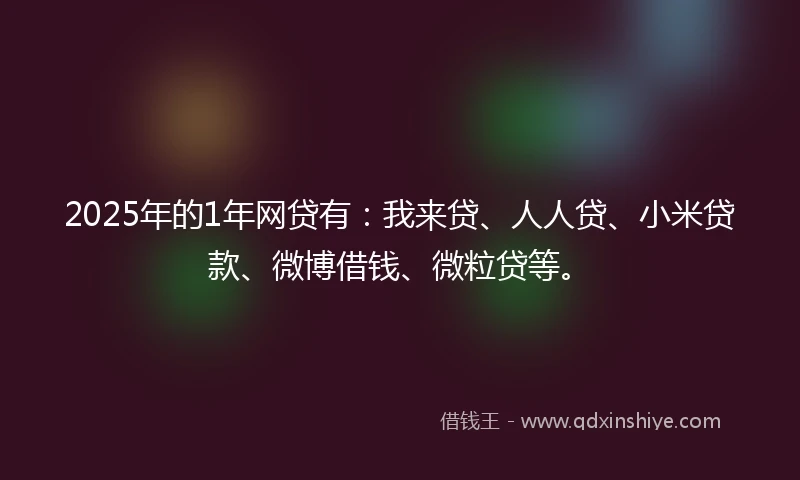 2025年的1年网贷有:我来贷、人人贷、小米贷款、微博借钱、微粒贷等。