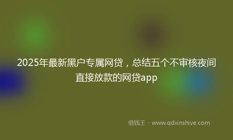 2025年最新黑户专属网贷，总结五个不审核夜间直接放款的网贷app