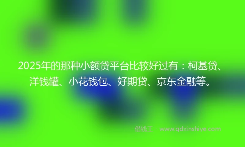 2025年的那种小额贷平台比较好过有:柯基贷、洋钱罐、小花钱包、好期贷、京东金融等。