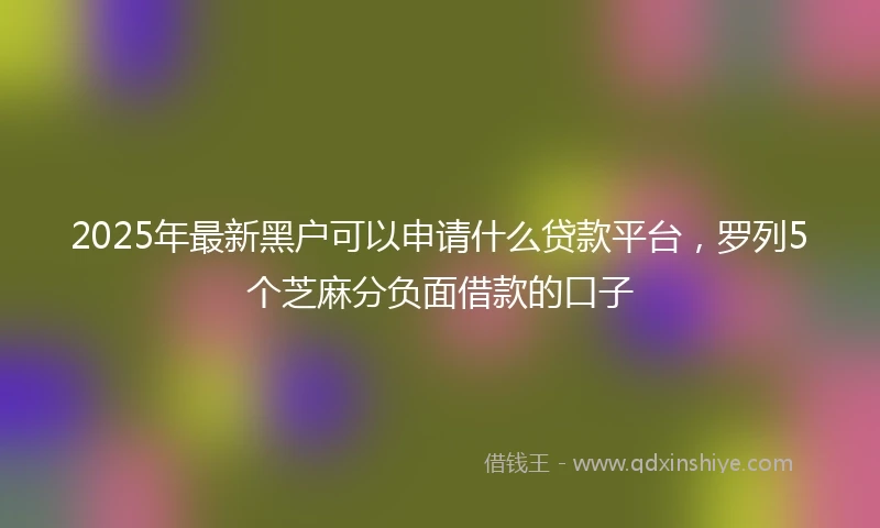 2025年最新黑户可以申请什么贷款平台，罗列5个芝麻分负面借款的口子