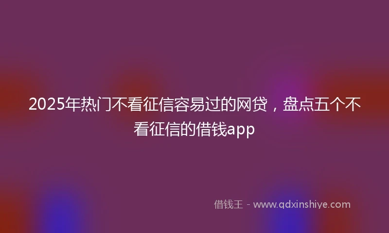 2025年热门不看征信容易过的网贷,盘点五个不看征信的借钱app