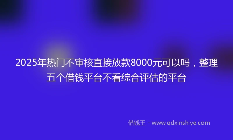 2025年热门不审核直接放款8000元可以吗，整理五个借钱平台不看综合评估的平台