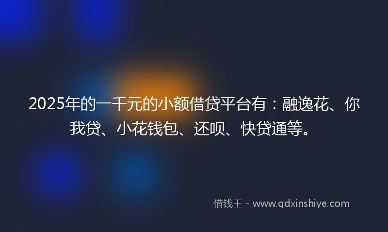 2025年的一千元的小额借贷平台有：融逸花、你我贷、小花钱包、还呗、快贷通等。