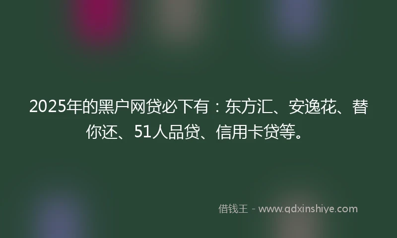 2025年的黑户网贷必下有：东方汇、安逸花、替你还、51人品贷、信用卡贷等。
