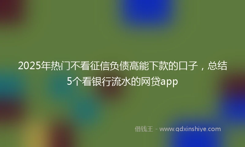 2025年热门不看征信负债高能下款的口子,总结5个看银行流水的网贷app