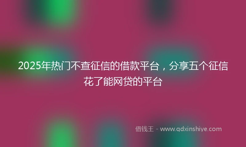 2025年热门不查征信的借款平台，分享五个征信花了能网贷的平台