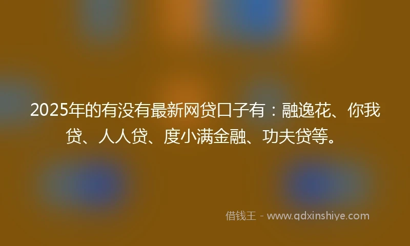 2025年的有没有最新网贷口子有：融逸花、你我贷、人人贷、度小满金融、功夫贷等。