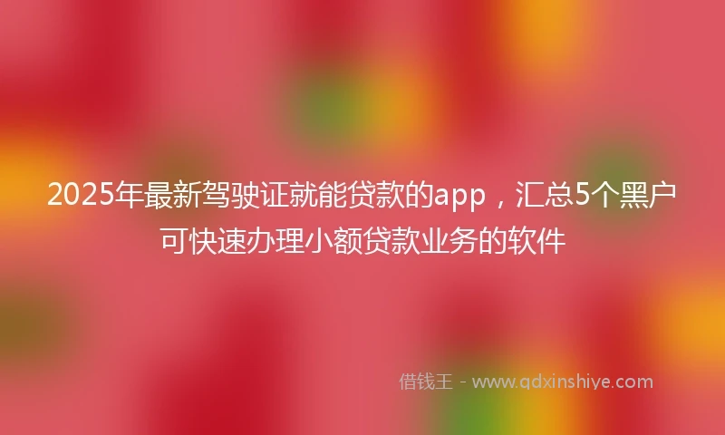 2025年最新驾驶证就能贷款的app，汇总5个黑户可快速办理小额贷款业务的软件