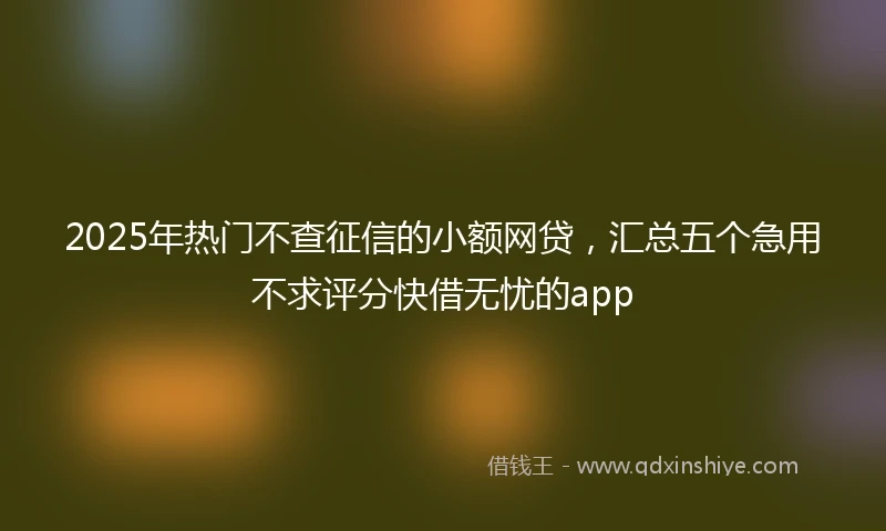 2025年热门不查征信的小额网贷,汇总五个急用不求评分快借无忧的app
