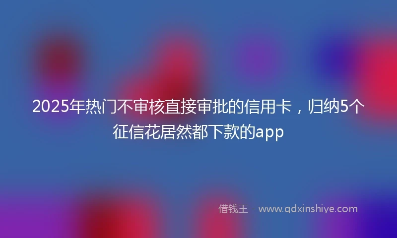 2025年热门不审核直接审批的信用卡，归纳5个征信花居然都下款的app