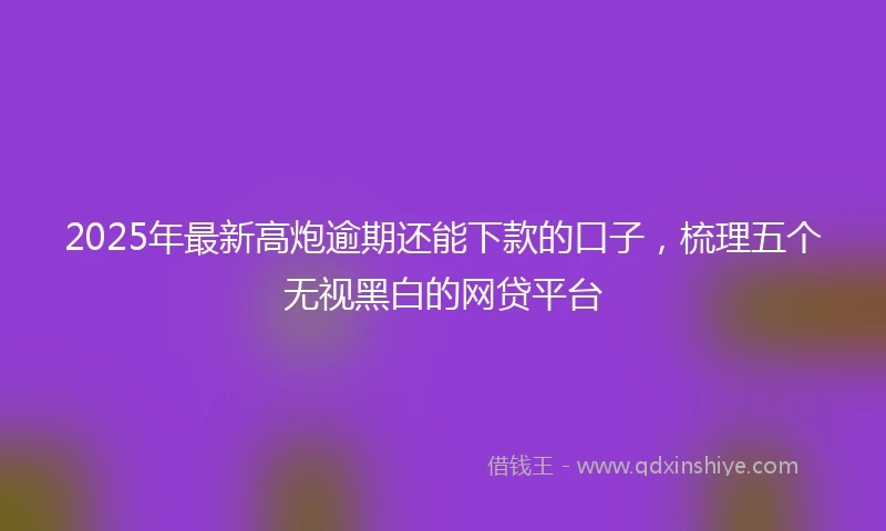 2025年最新高炮逾期还能下款的口子，梳理五个无视黑白的网贷平台