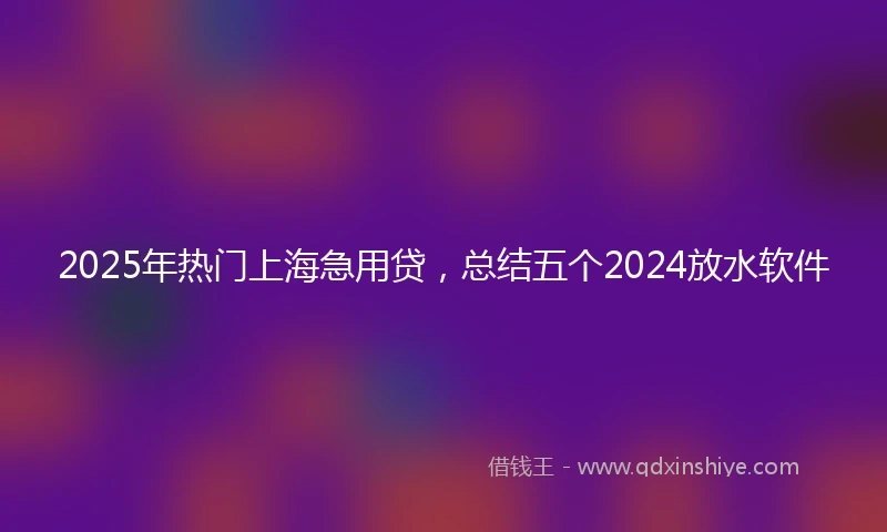 2025年热门上海急用贷,总结五个2024放水软件