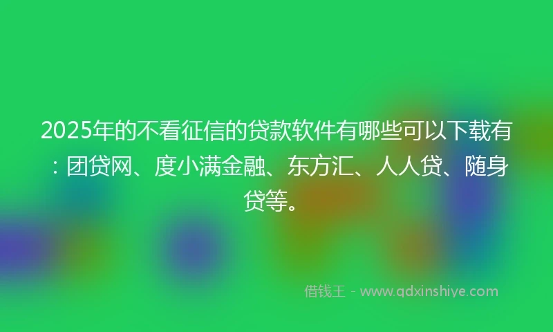 2025年的不看征信的贷款软件有哪些可以下载有:团贷网、度小满金融、东方汇、人人贷、随身贷等。
