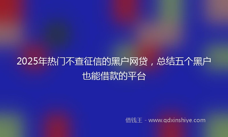 2025年热门不查征信的黑户网贷，总结五个黑户也能借款的平台