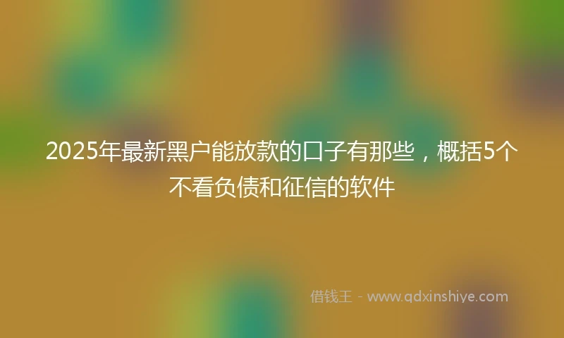 2025年最新黑户能放款的口子有那些，概括5个不看负债和征信的软件