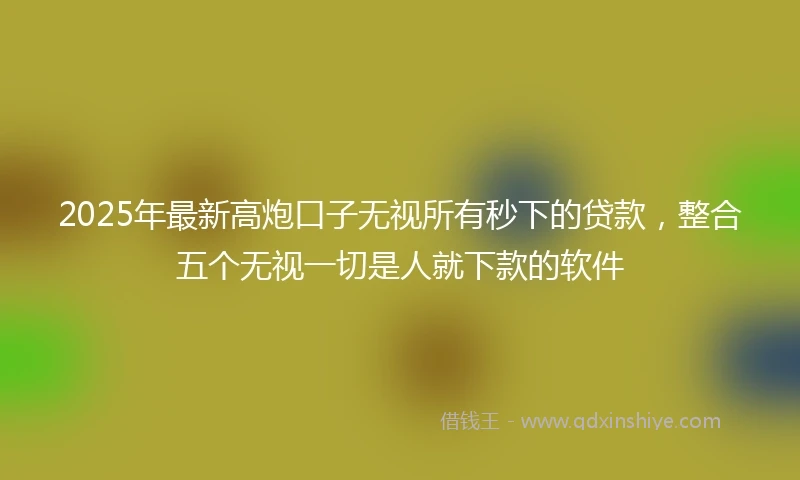 2025年最新高炮口子无视所有秒下的贷款，整合五个无视一切是人就下款的软件