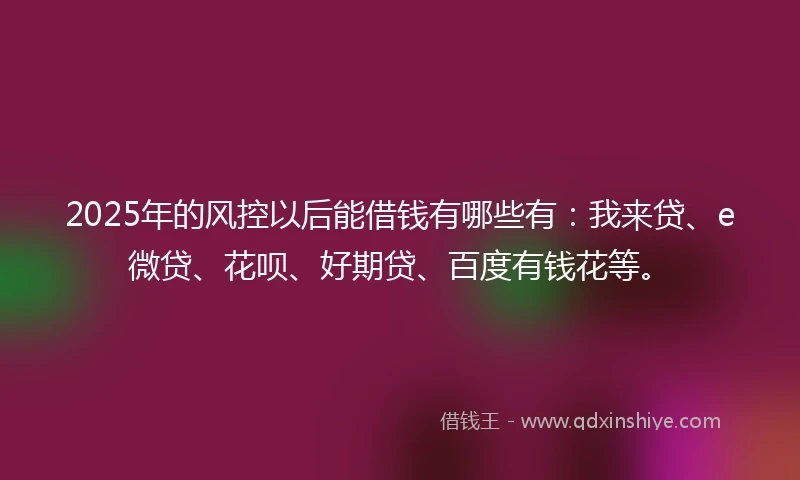 2025年的风控以后能借钱有哪些有：我来贷、e微贷、花呗、好期贷、百度有钱花等。