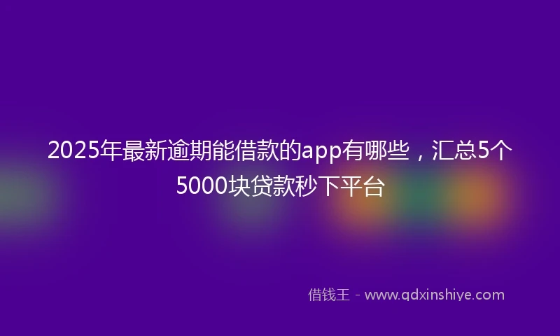 2025年最新逾期能借款的app有哪些，汇总5个5000块贷款秒下平台