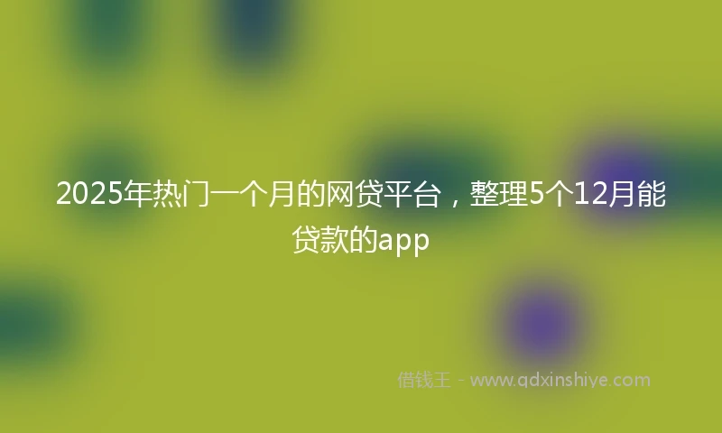 2025年热门一个月的网贷平台，整理5个12月能贷款的app