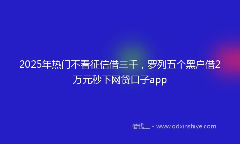 2025年热门不看征信借三千，罗列五个黑户借2万元秒下网贷口子app