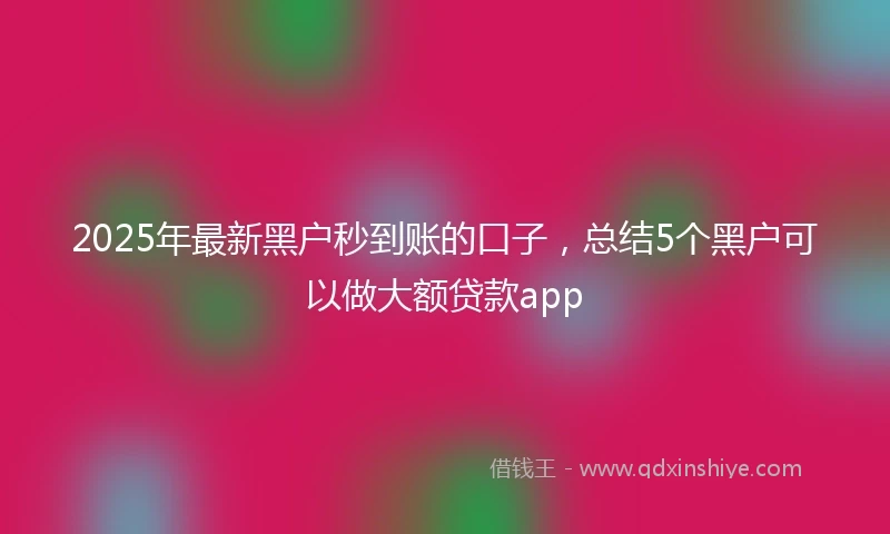 2025年最新黑户秒到账的口子，总结5个黑户可以做大额贷款app