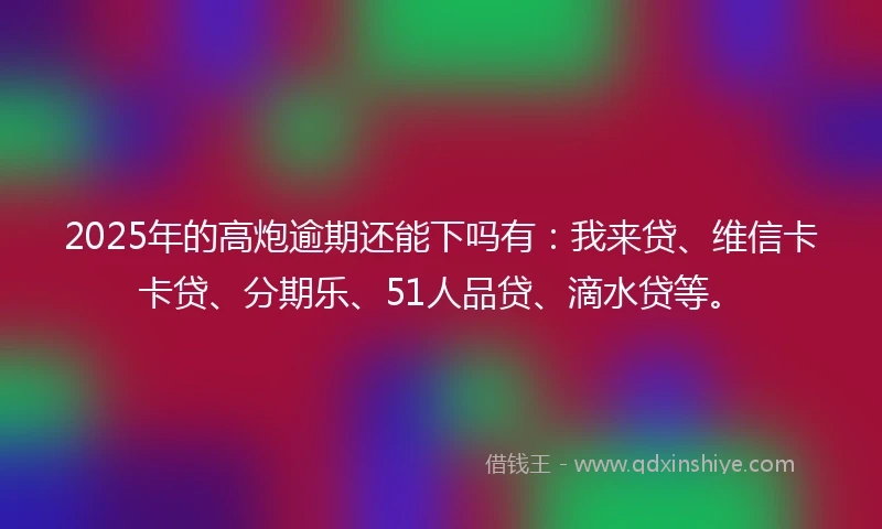 2025年的高炮逾期还能下吗有：我来贷、维信卡卡贷、分期乐、51人品贷、滴水贷等。