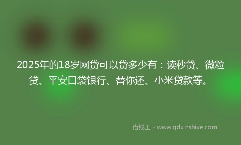 2025年的18岁网贷可以贷多少有：读秒贷、微粒贷、平安口袋银行、替你还、小米贷款等。