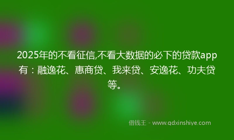 2025年的不看征信,不看大数据的必下的贷款app有：融逸花、惠商贷、我来贷、安逸花、功夫贷等。