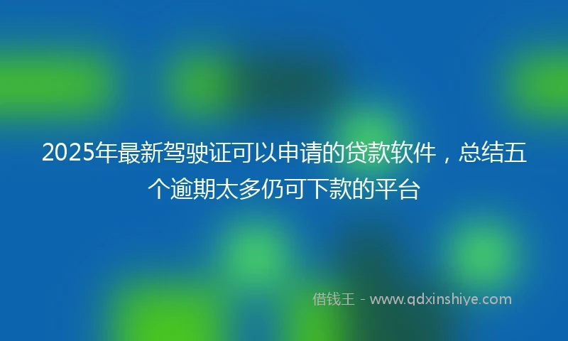 2025年最新驾驶证可以申请的贷款软件，总结五个逾期太多仍可下款的平台