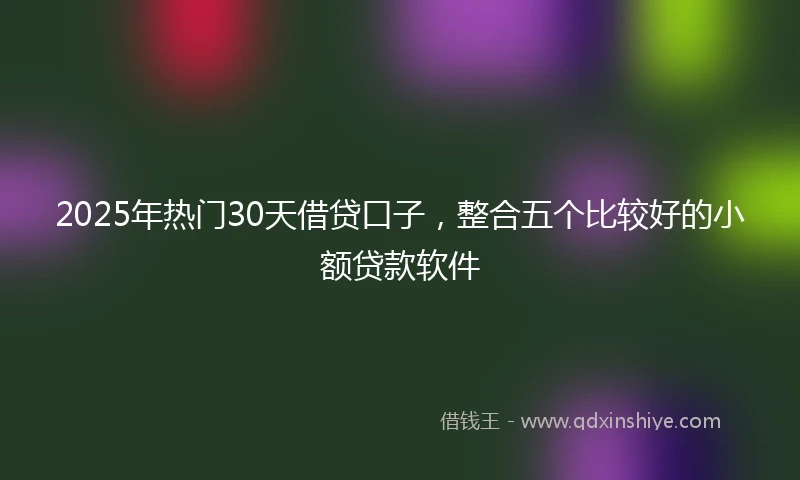 2025年热门30天借贷口子，整合五个比较好的小额贷款软件
