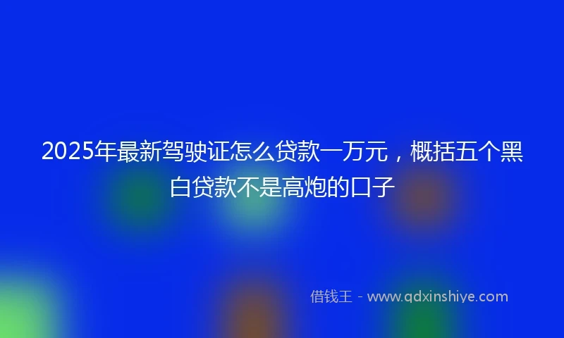2025年最新驾驶证怎么贷款一万元，概括五个黑白贷款不是高炮的口子