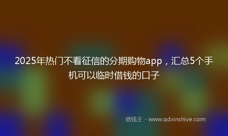2025年热门不看征信的分期购物app,汇总5个手机可以临时借钱的口子