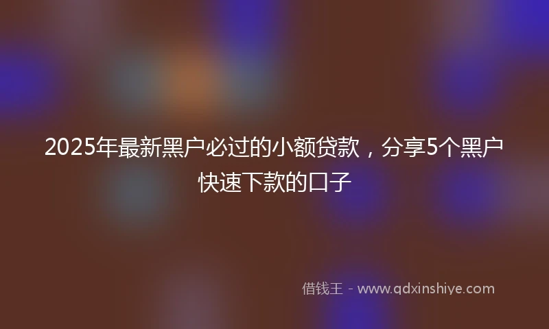 2025年最新黑户必过的小额贷款，分享5个黑户快速下款的口子