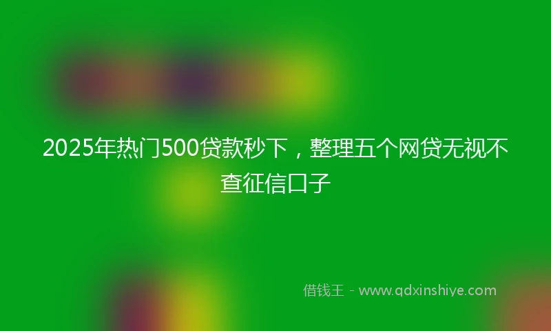 2025年热门500贷款秒下，整理五个网贷无视不查征信口子