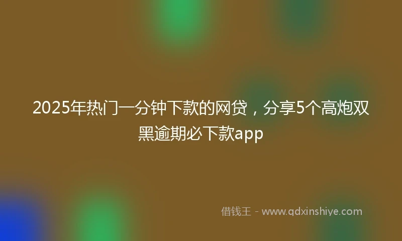 2025年热门一分钟下款的网贷，分享5个高炮双黑逾期必下款app