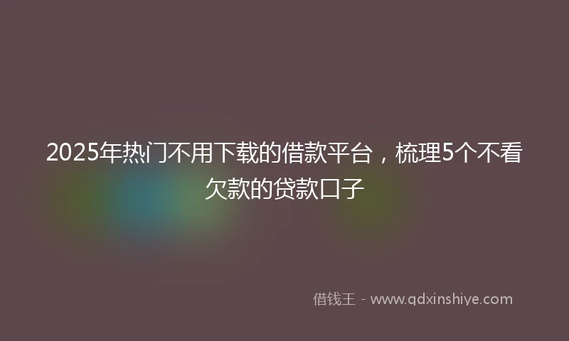 2025年热门不用下载的借款平台,梳理5个不看欠款的贷款口子